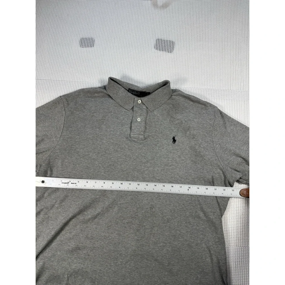 Polo Ralph Lauren Mens Large Gray Short Sleeve Pony Logo Polo Shirt 33672